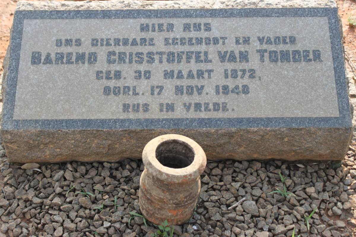 TONDER Barend Crisstoffel, van 1872-1940
