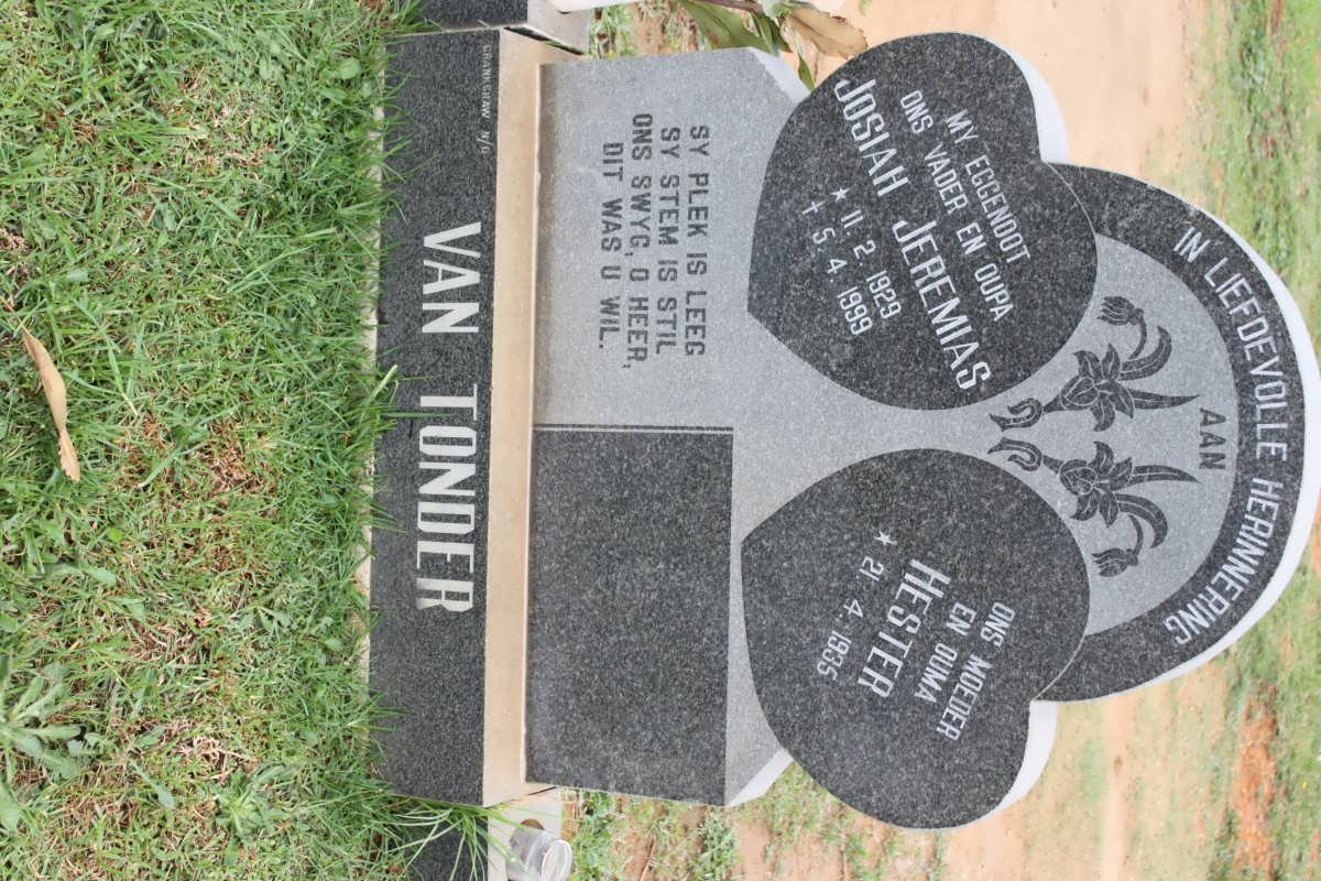 TONDER Josiah Jeremias, van 1929-1999 &amp; Hester 1935-
