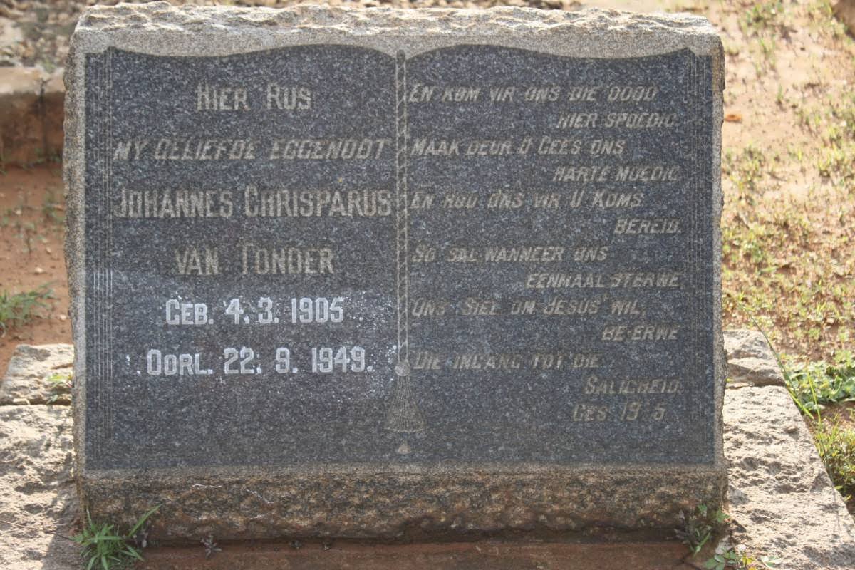 TONDER Johannes Chrisparus, van 1905-1949