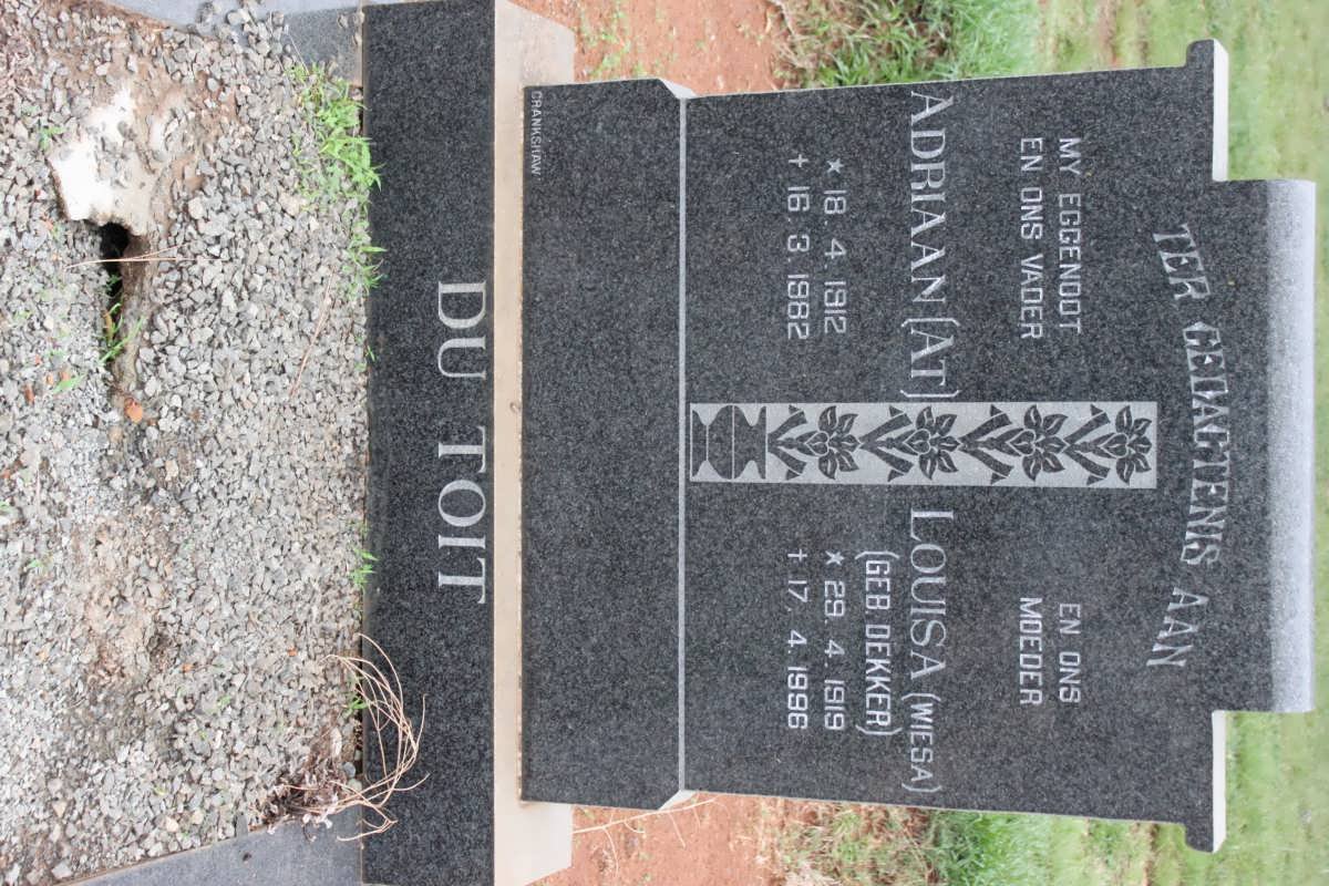 TOIT Adriaan, du 1912-1982 &amp; Louisa DEKKER 1919-1996