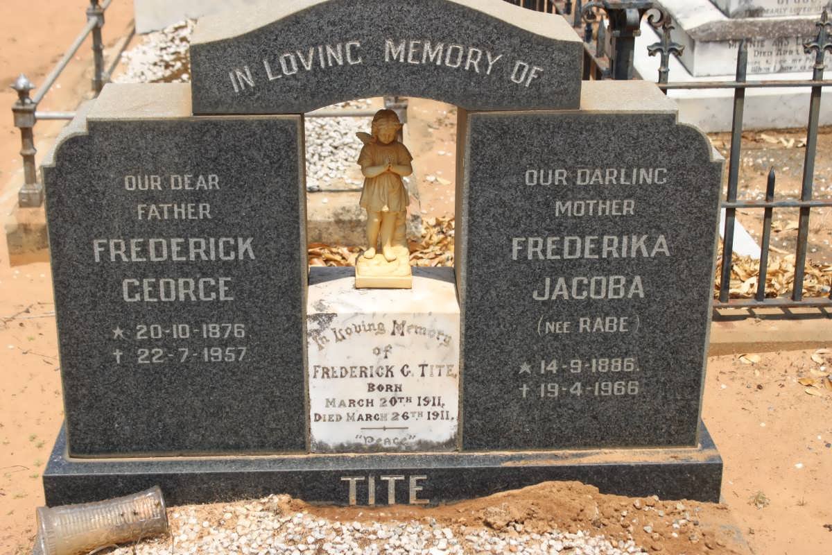 TITE Frederick George 1876-1957 &amp; Frederika Jacoba RABE 1886-1966 