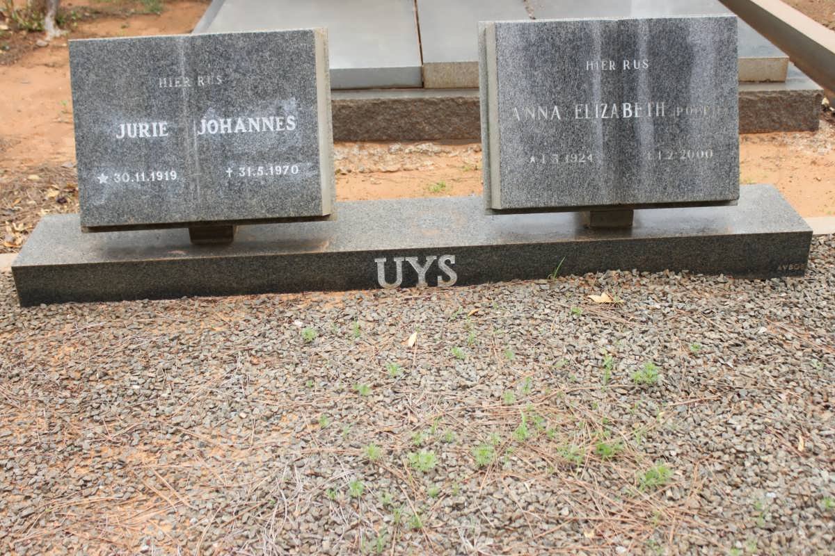 UYS Jurie Johannes 1919-1970 &amp; Anna Elizabeth 1924-2000