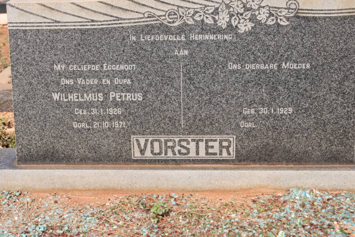 VORSTER Wilhelmus Petrus 1926-1971