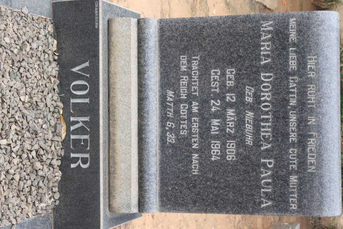 VOLKER Maria Dorothea Paula nee NIEBUHR 1906-1964