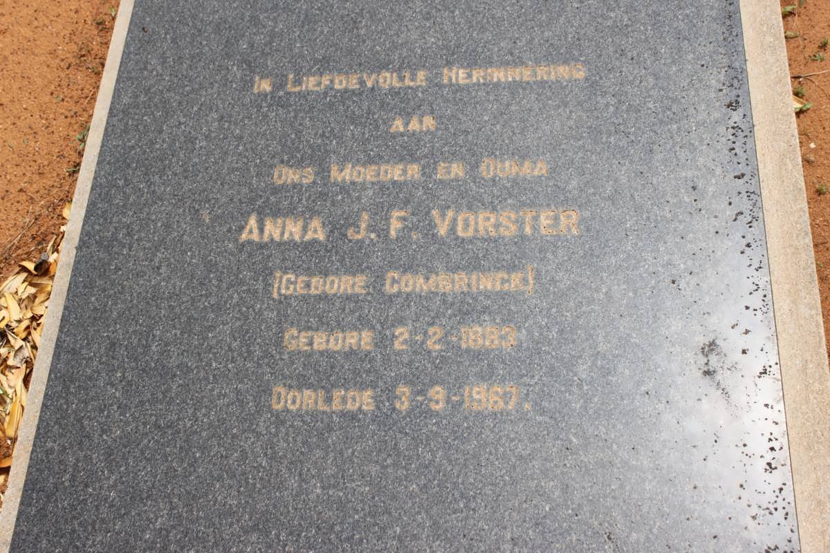 VORSTER Anna J.F. nee COMBRINCK 1883-1967