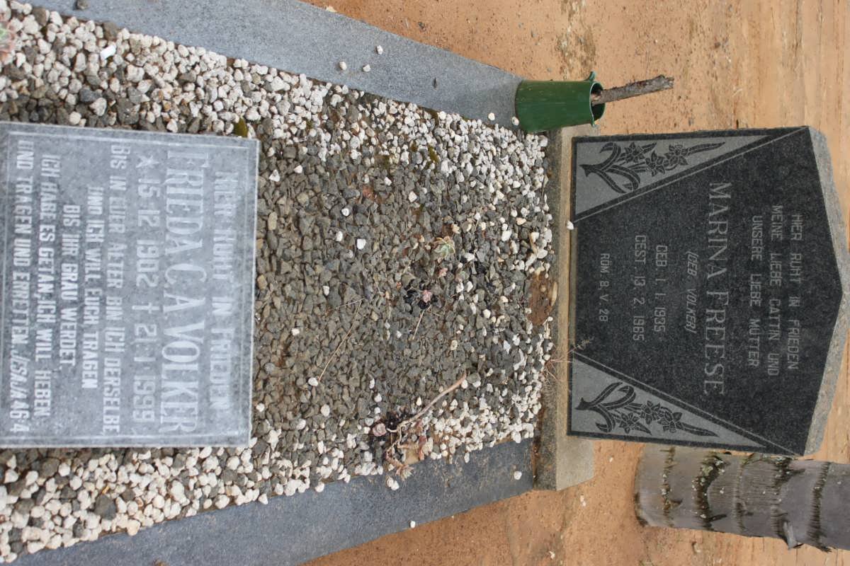 VOLKER Frieda C.A. 1902-1999 :: FREESE Marina nee VOLKER 1935-1985