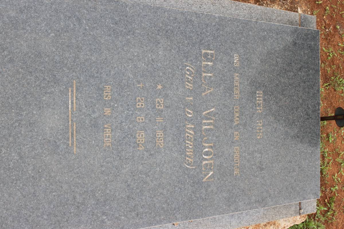 VILJOEN Ella nee v.d. MERWE 1892-1984