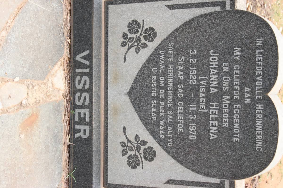 VISSER Johanna Helena nee VISAGIE 1922-1970
