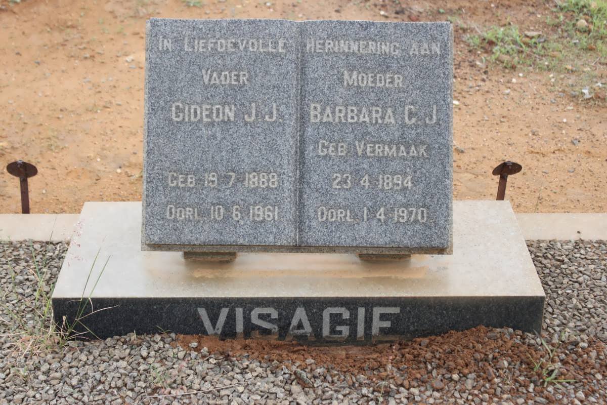 VISAGIE Gideon J.J. 1888-1961 &amp; Barbara C.J. VERMAAK 1894-1970