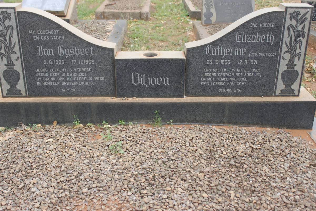 VILJOEN Jan Gysbert 1906-1965 &amp; Elizabeth Catherine COETZEE 1905-1971