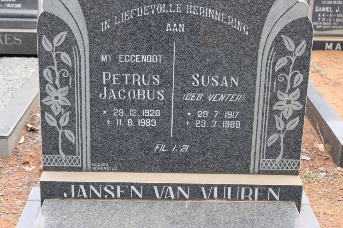 VUUREN Petrus Jacobus, Jansen van 1928-1983 &amp; Susan VENTER 1917-1989