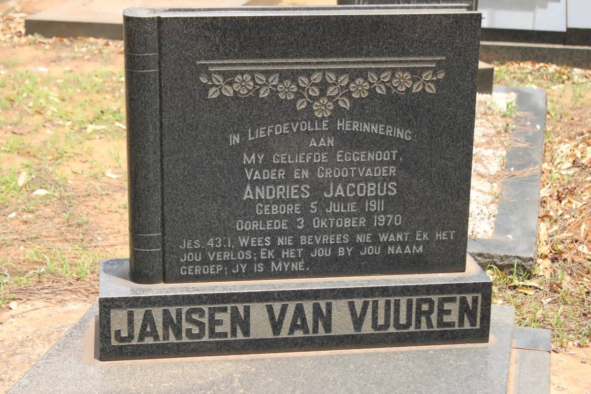 VUUREN Andries Jacobus, Jansen van 1911-1970