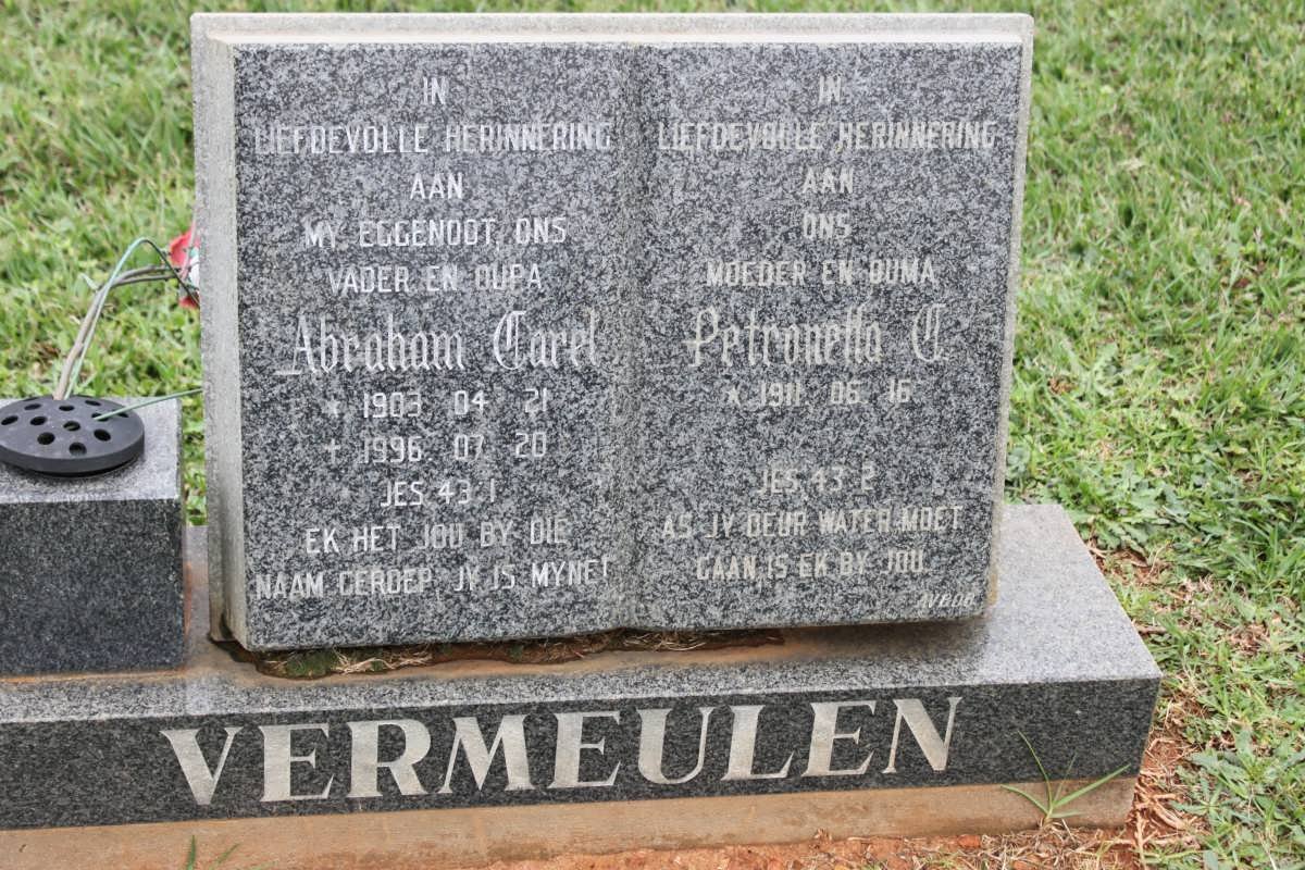 VERMEULEN Abraham Carel 1903-1996 &amp; Petronella C. 1911-