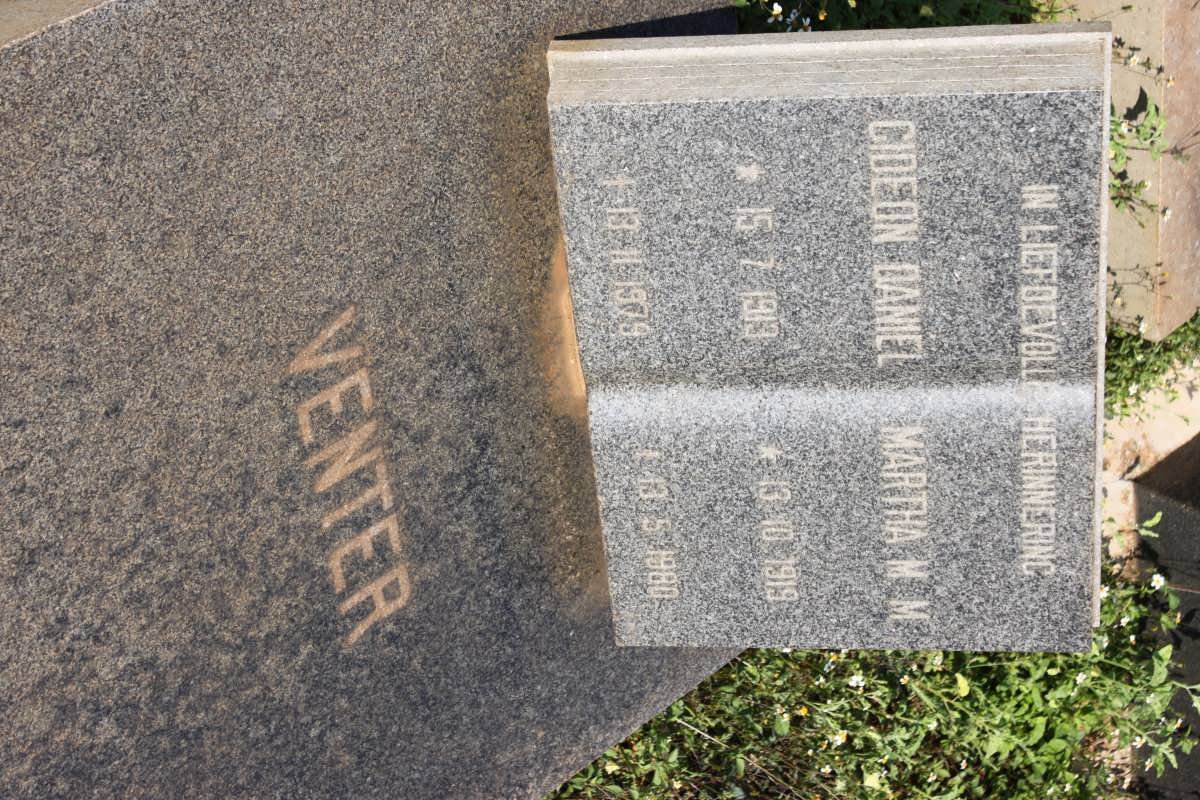 VENTER Gideon Daniel 1919-1979 &amp; Martha M.M. 1919-1980