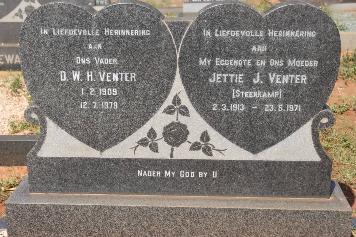 VENTER D.W.H. 1909-1979 &amp; Jettie J. STEENKAMP 1913-1971
