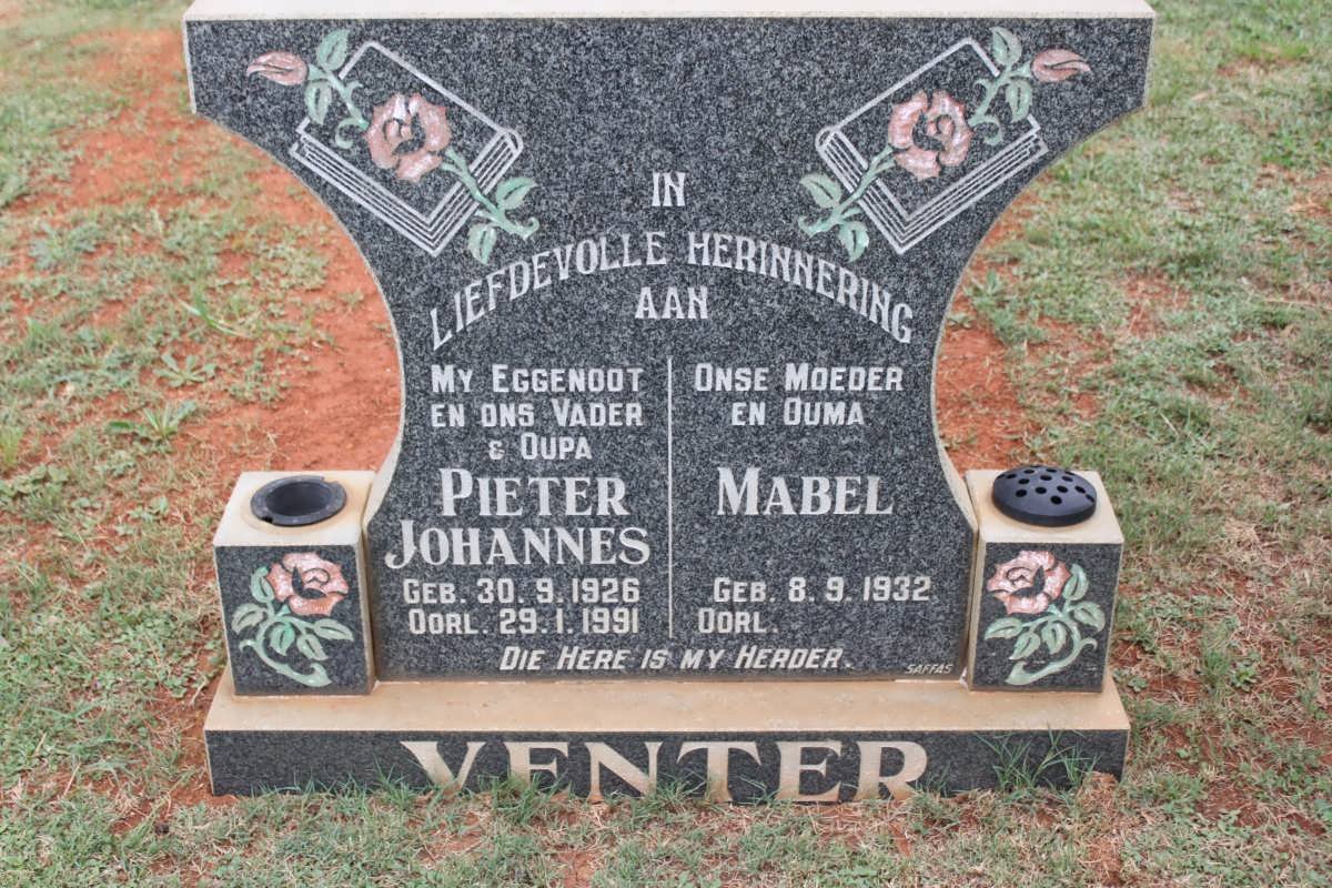 VENTER Pieter Johannes 1926-1991 &amp; Mabel 1932-