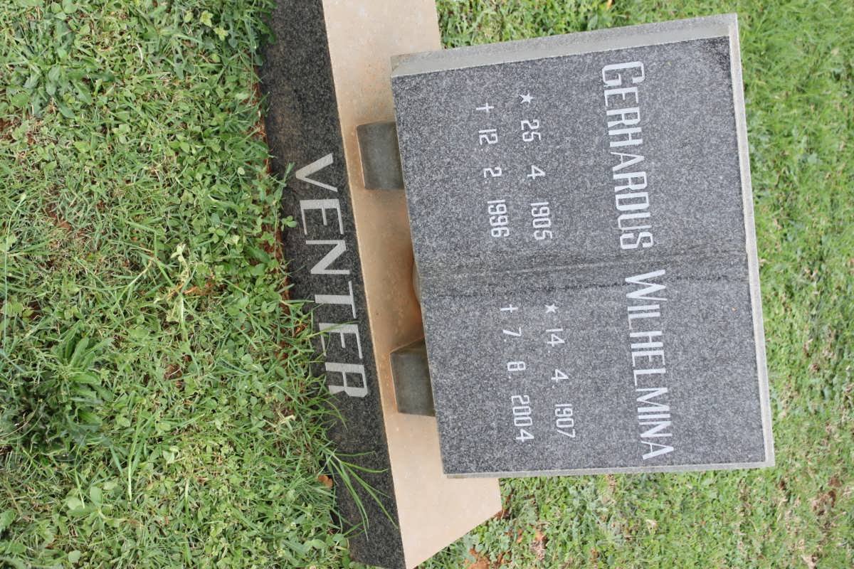VENTER Gerhardus 1905-1996 &amp; Wilhelmina 1907-2004