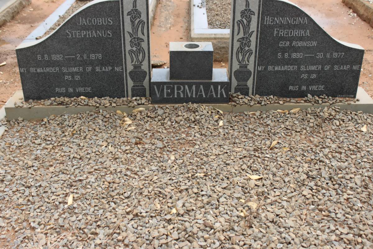 VERMAAK Jacobus Stephanus 1892-1978 &amp; Henningina Fredrika ROBINSON 1890-1977