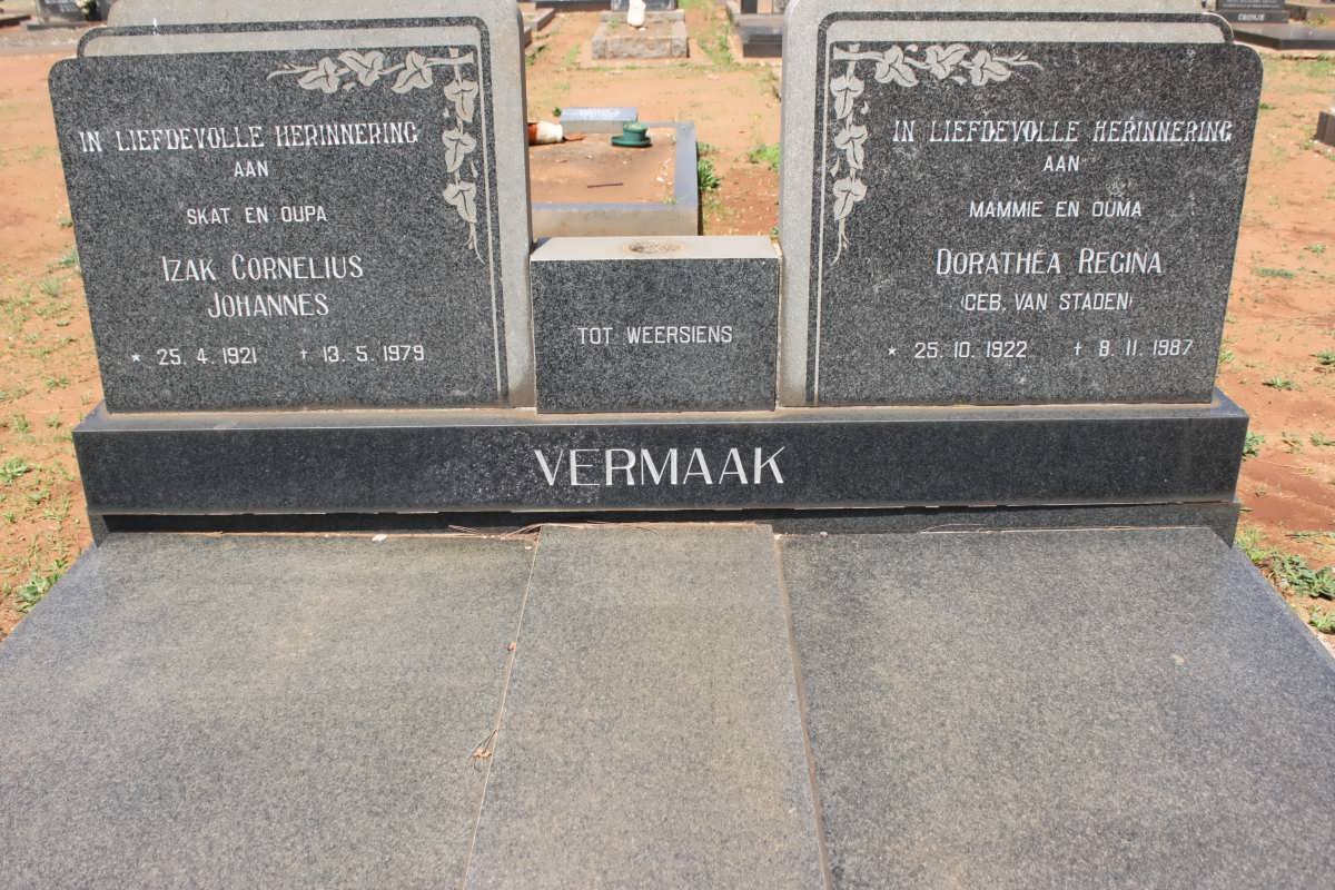 VERMAAK Izak Cornelius Johannes 1921-1979 &amp; Dorothea Regina VAN STADEN 1922-1987