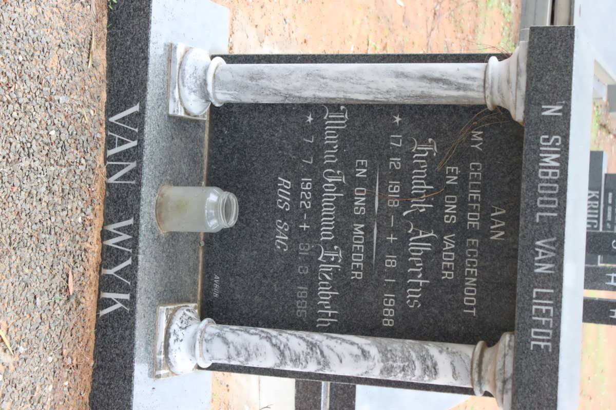 WYK Hendrik Albertus, van 1918-1988 &amp; Maria Johanna Elizabeth 1922-1996
