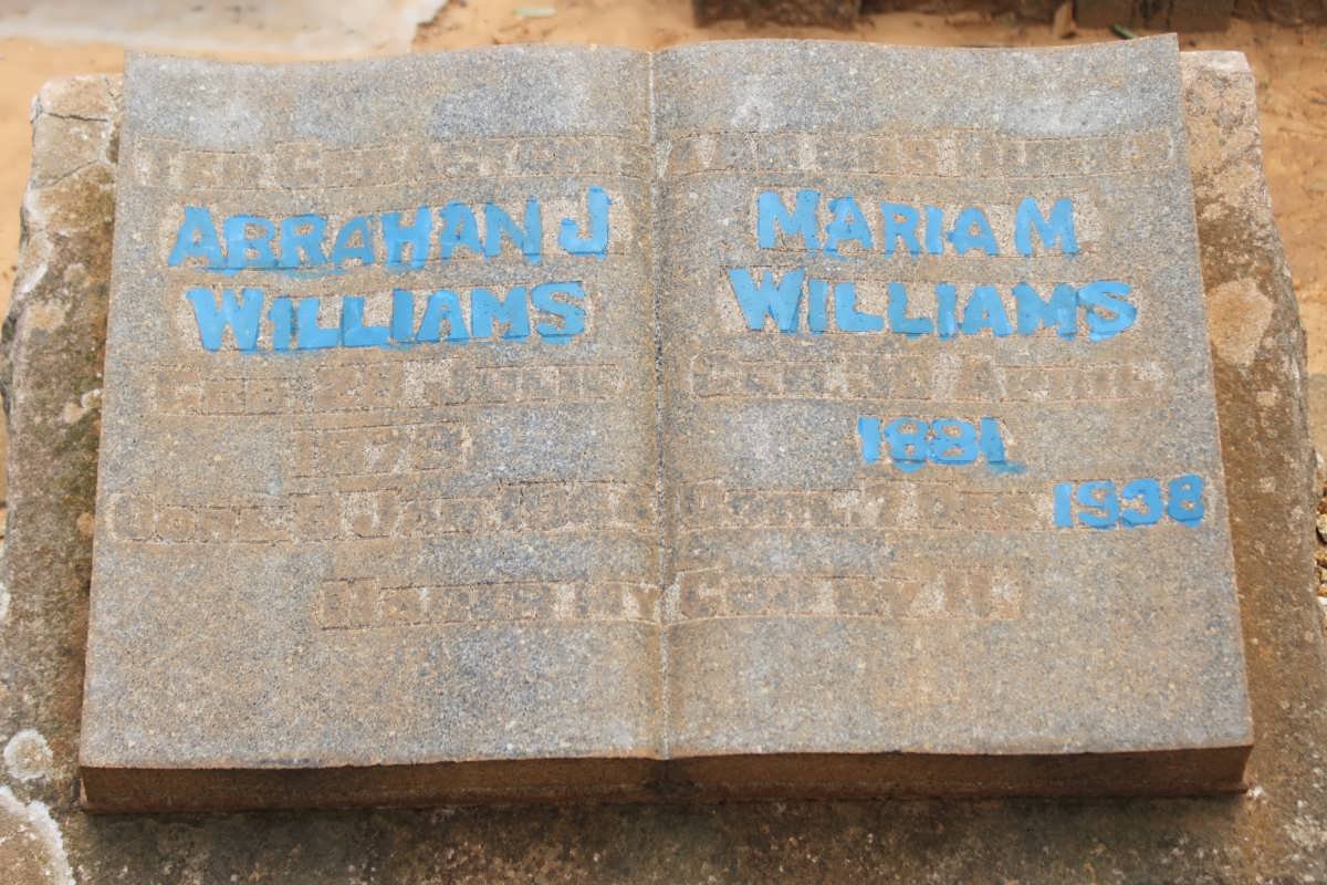 WILLIAMS Abraham J. 1878-1944 &amp; Maria M. 1881-1938