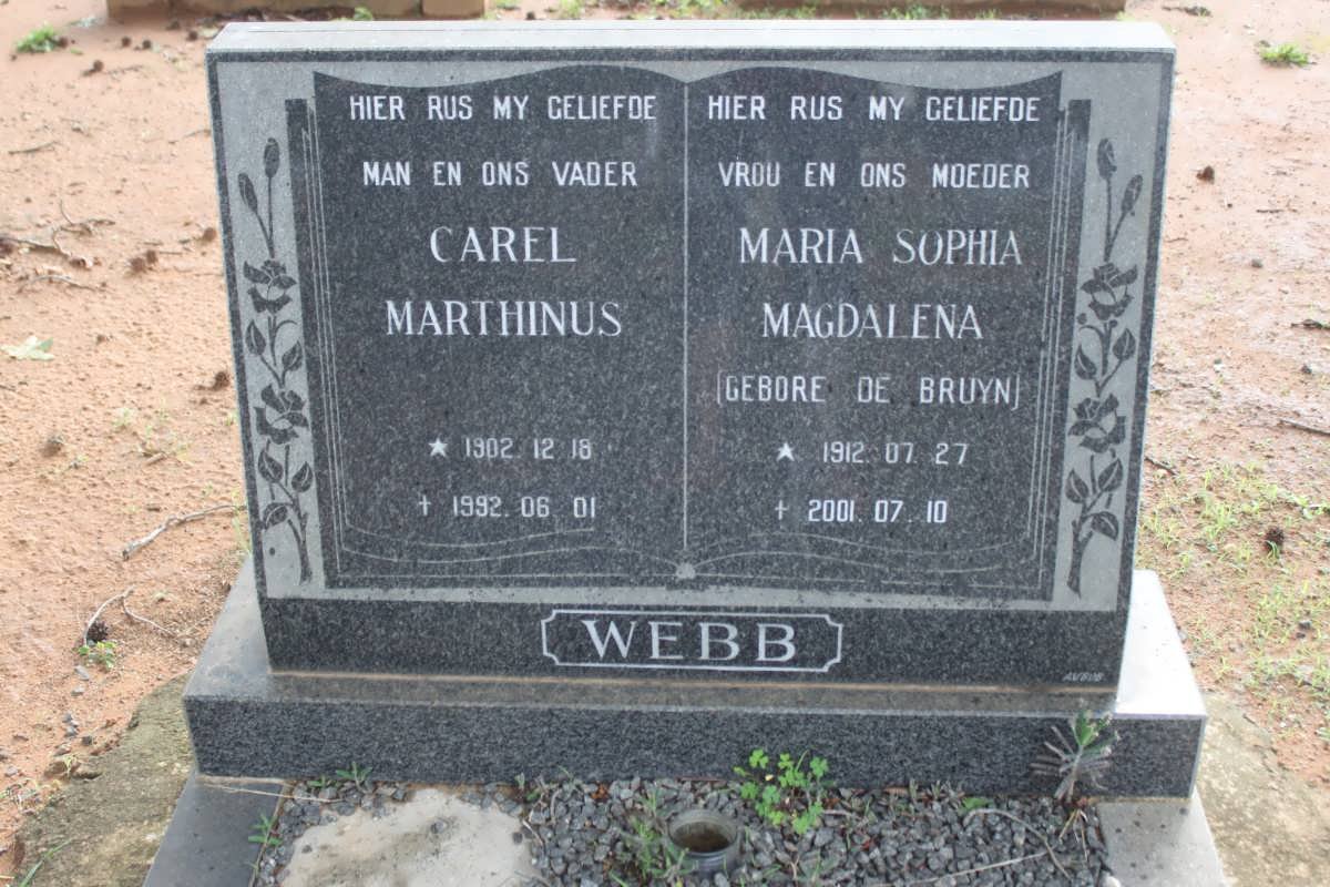 WEBB Carel Marthinus 1902-1992 &amp; Maria Sophia Magdalena DE BRUYN 1912-2001