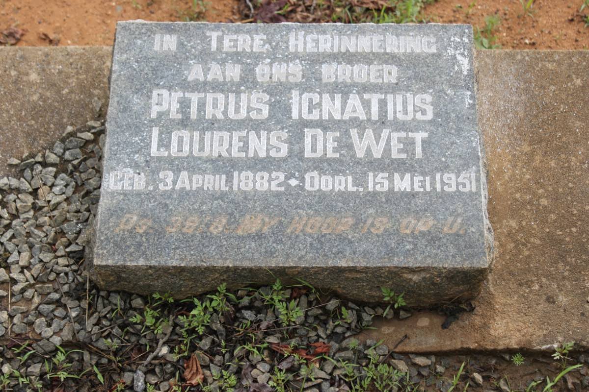 WET Petrus Ignatius Lourens, de 1882-1951