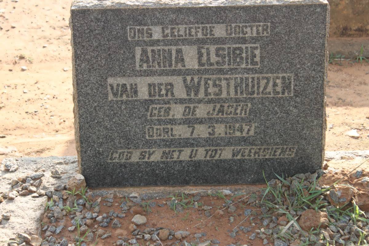 WESTHUIZEN Anna Elsibie, van der nee DE JAGER -1947