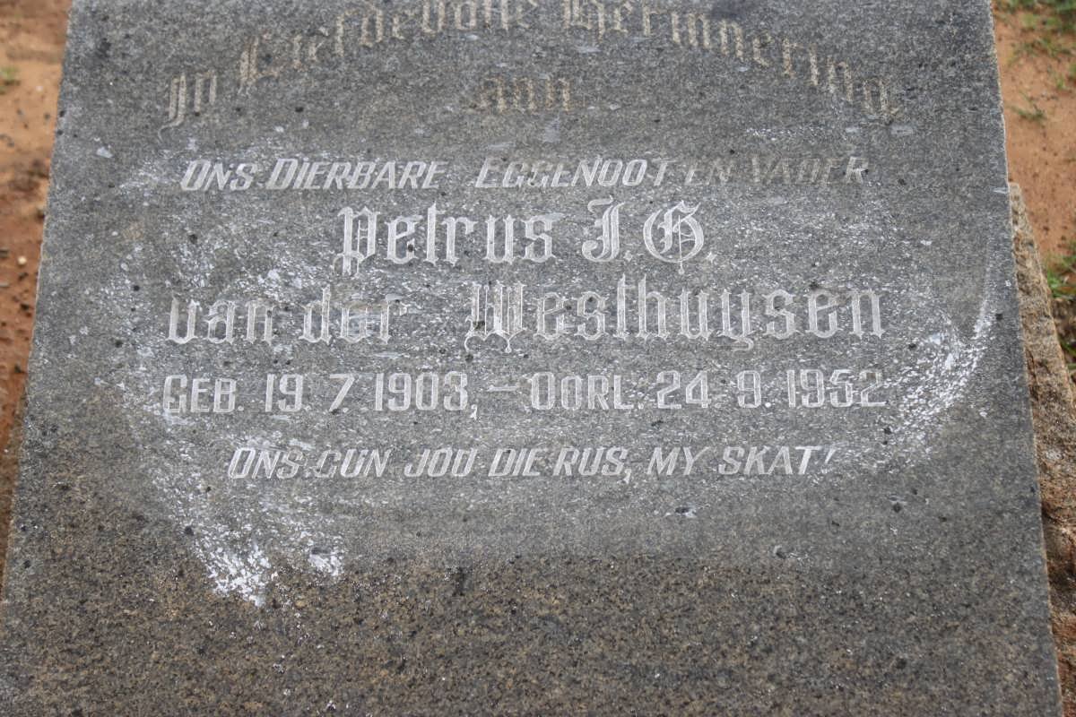 WESTHUYSEN Petrus J.G., van der 1903-1952