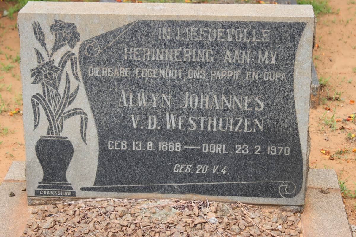 WESTHUIZEN Alwyn Johannes, v.d. 1888-1970