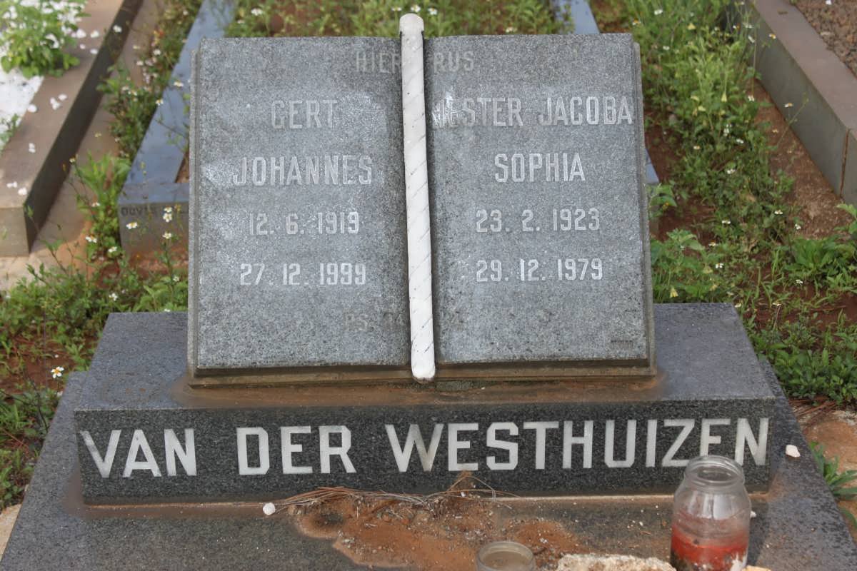 WESTHUIZEN Gert Johannes, van der 1919-1999 &amp; Hester Jacoba Sophia 1923-1979