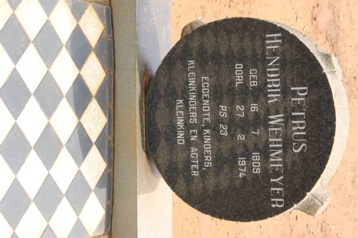 WEHMEYER Petrus Hendrik 1909-1974 &amp; Johanna Susanna Petronella 1916-1977