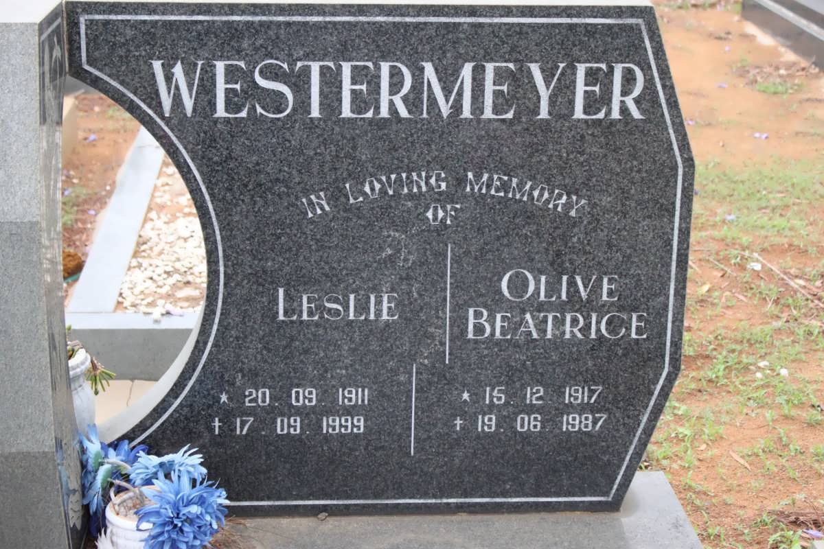 WESTERMEYER Leslie 1911-1999 &amp; Olive Beatrice 1917-1987