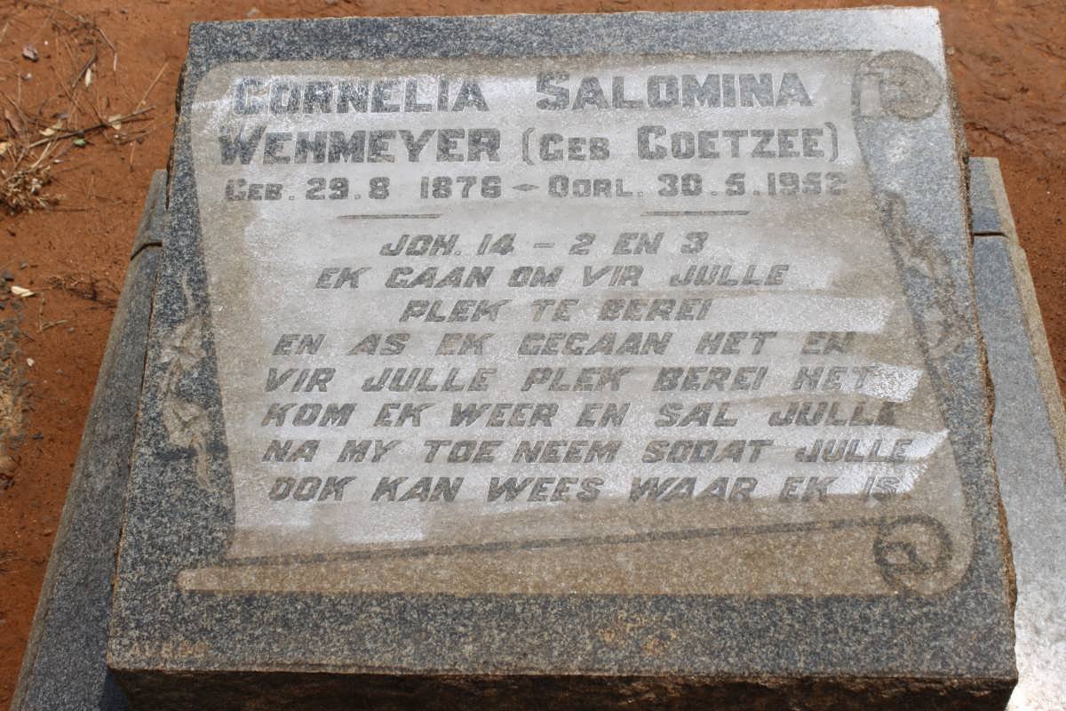 WEHMEYER Cornelia Salomina nee COETZEE 1876-1952