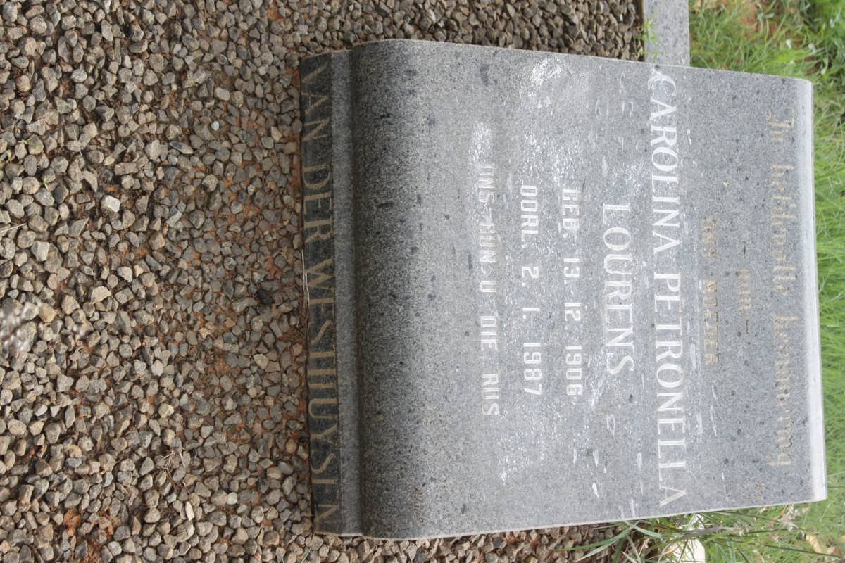 WESTHUYSEN Carolina Petronella Lourens, van der 1906-1987