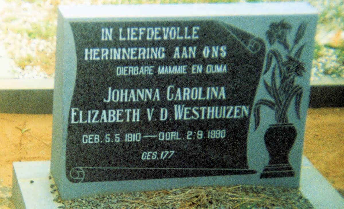 WESTHUIZEN Johanna Carolina Elizabeth, v.d. 1910-1990