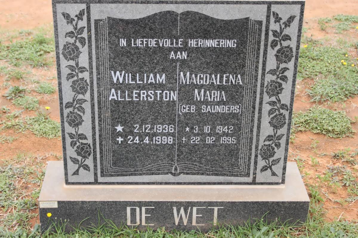 WET William Allerston, de 1936-1998 &amp; Magdalena Maria SAUNDERS 1942-1995