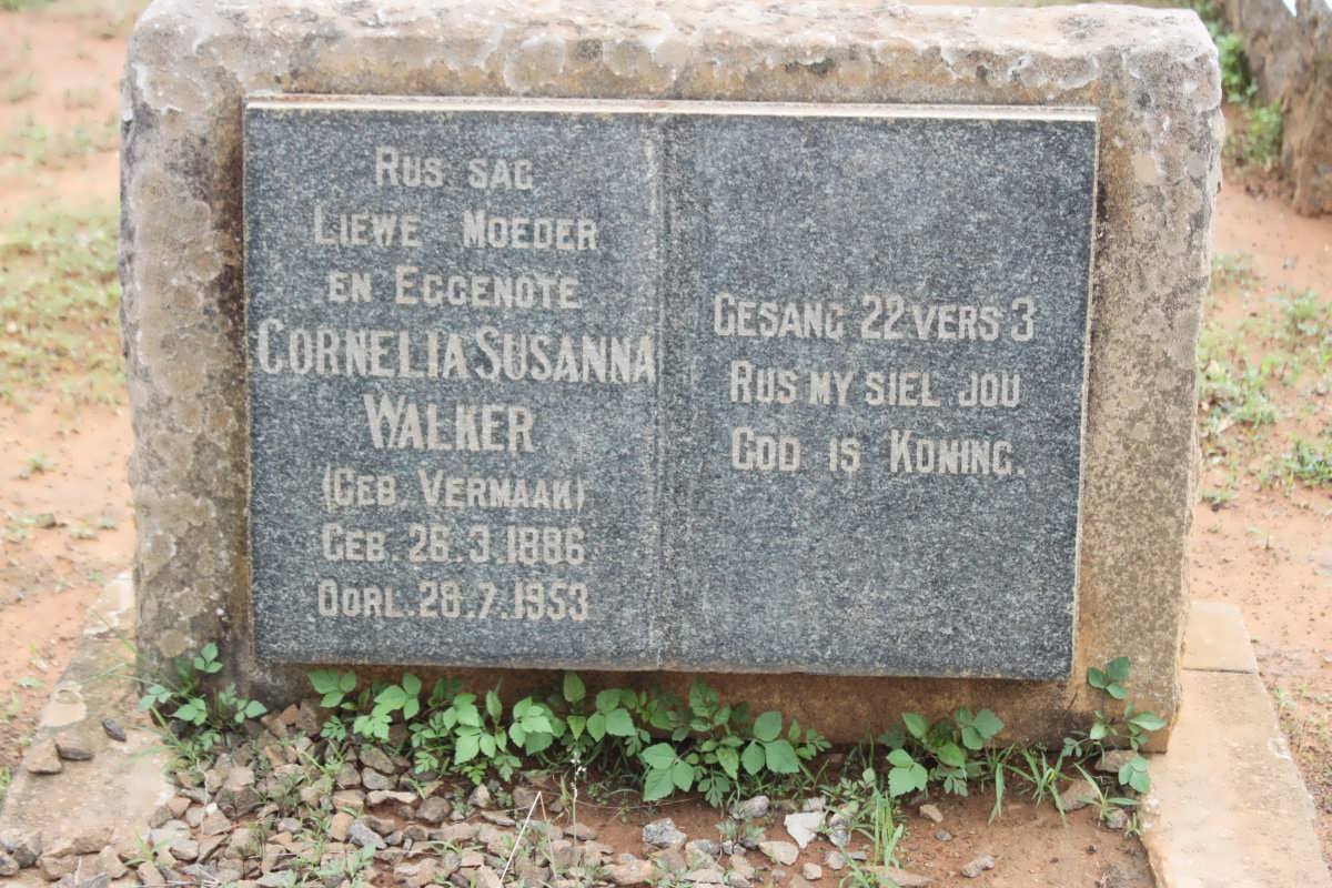 WALKER Cornelia Susanna nee VERMAAK 1886-1953