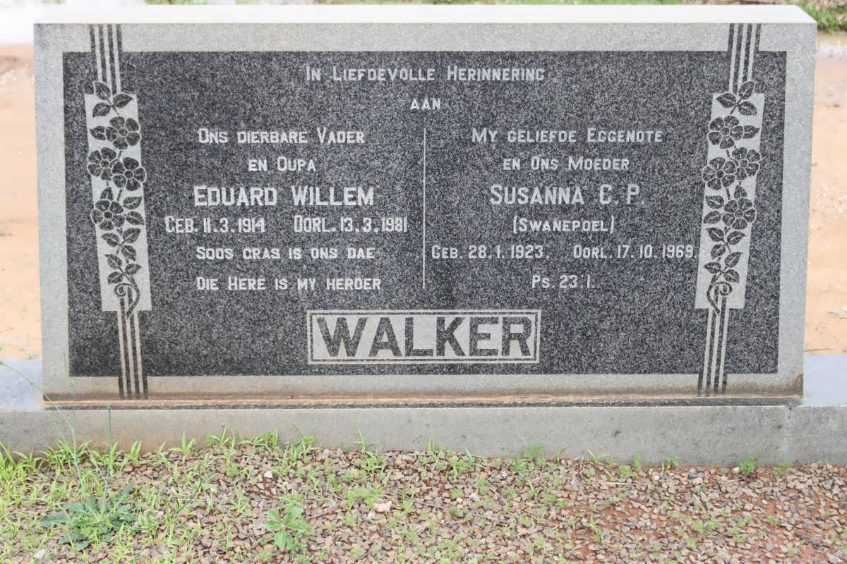 WALKER Eduard Willem 1914-1981 &amp; Susanna C.P. SWANEPOEL 1923-1969