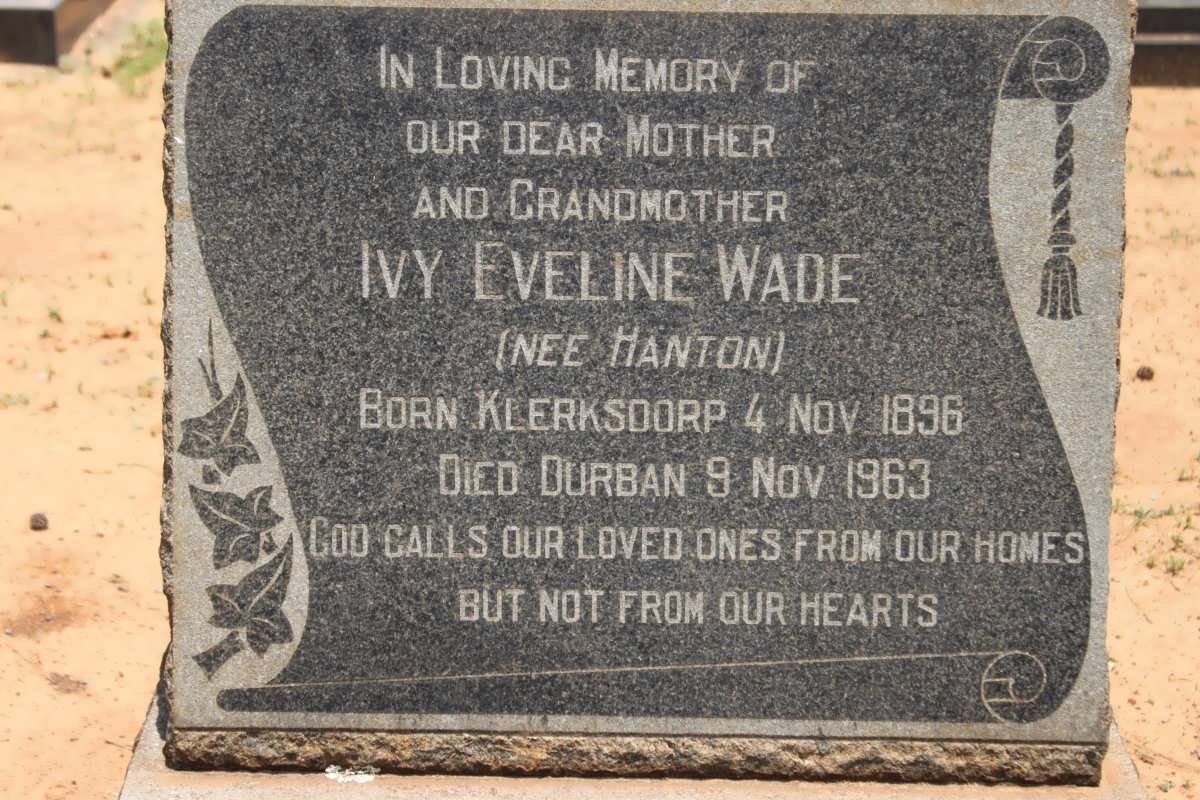 WADE Ivy Eveline nee HANTON 1896-1963