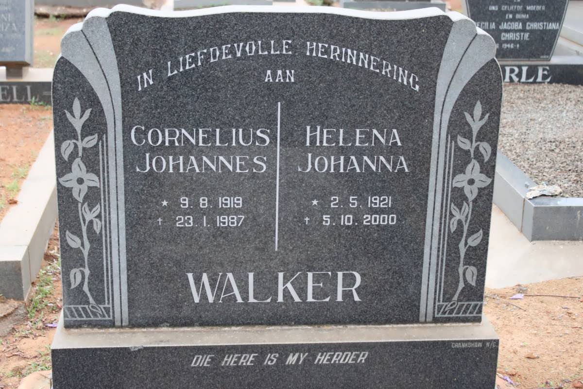 WALKER Cornelius Johannes 1919-1987 &amp; Helena Johanna 1921-2000