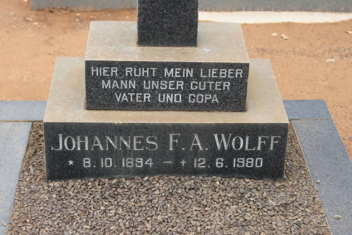 WOLFF Johannes F.A. 1894-1980