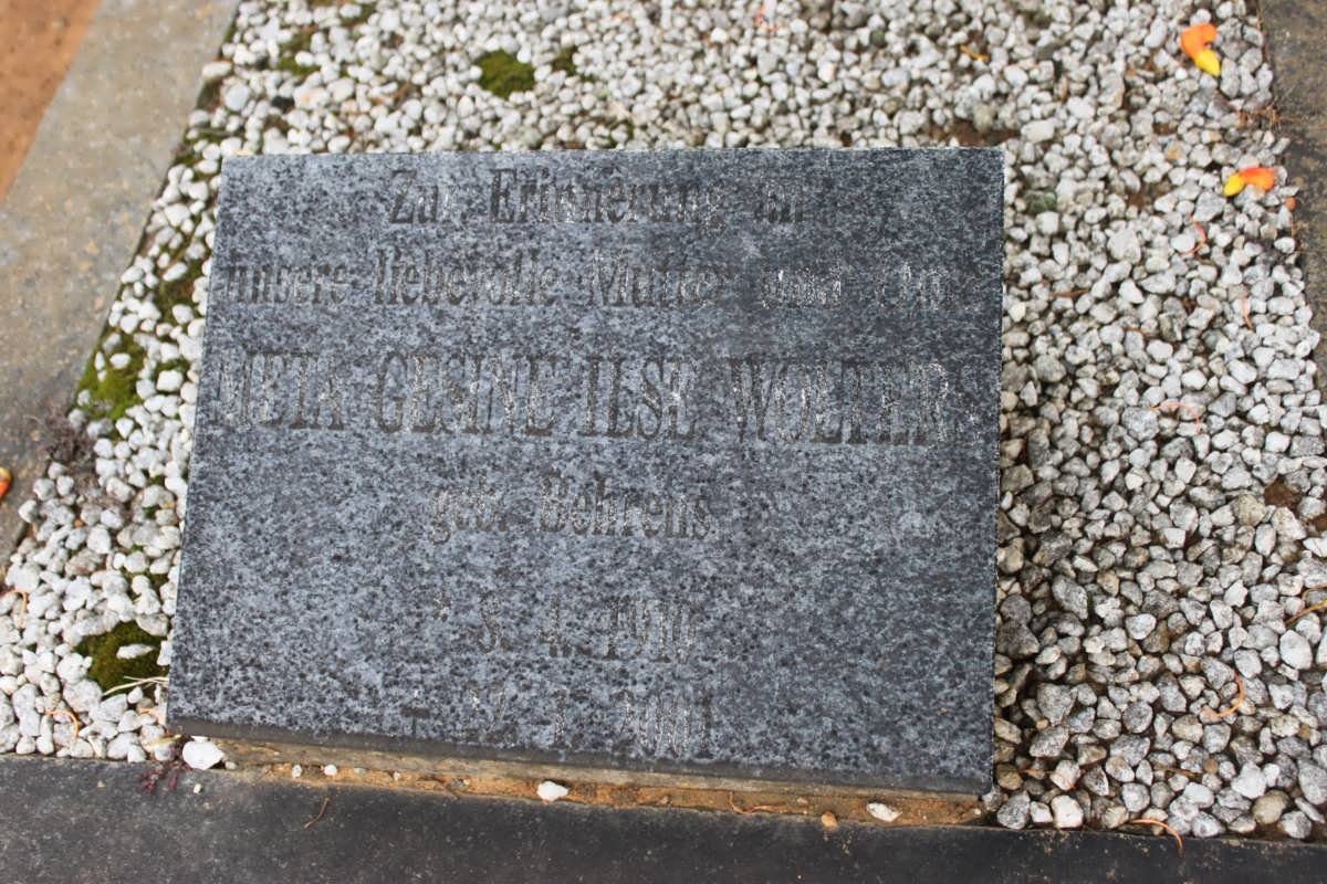 WOLTERS Meta Gesina Ilse nee BEHRENS 1910-2001