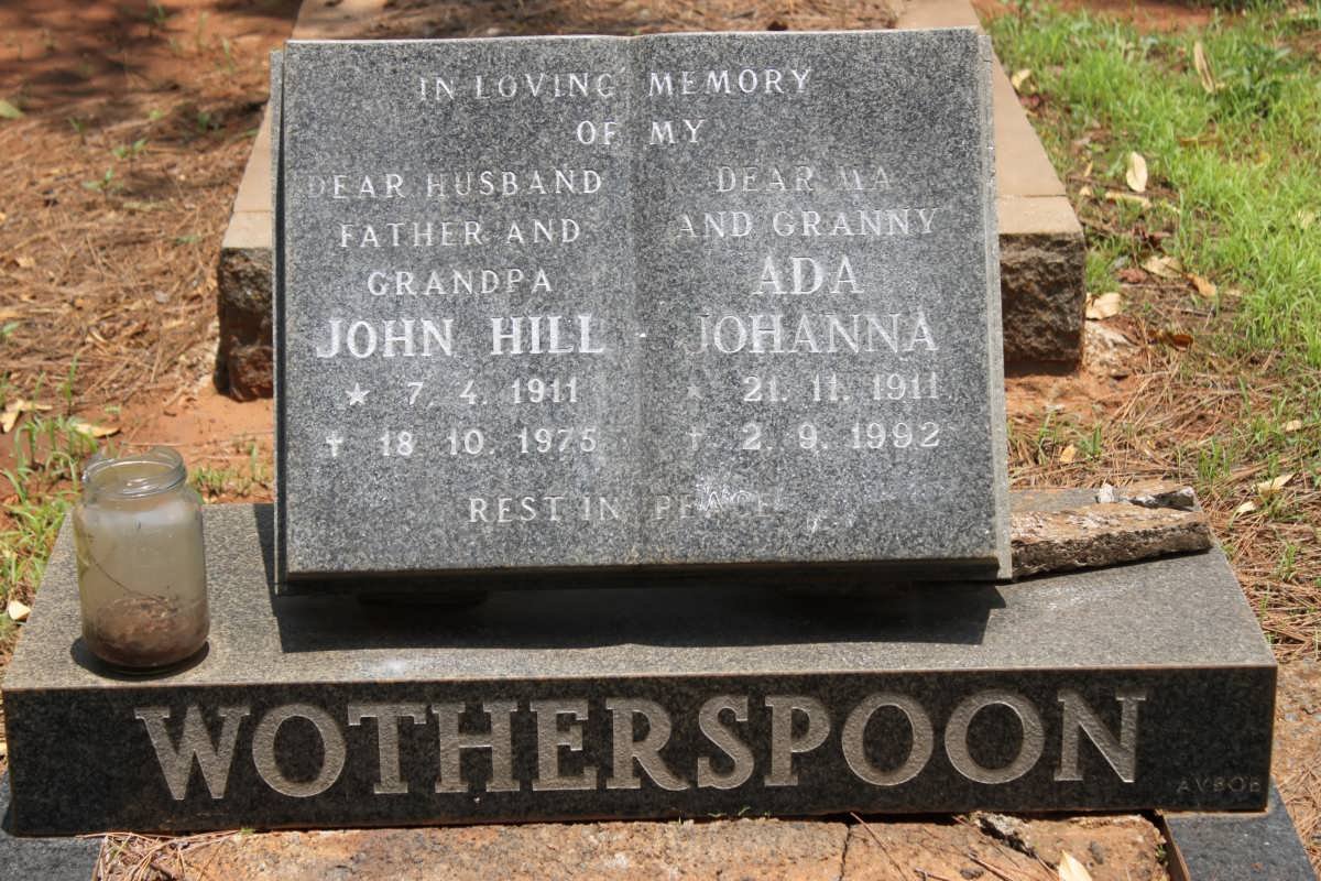 WOTHERSPOON John Hill 1911-1975 &amp; Ada Johanna 1911-1992