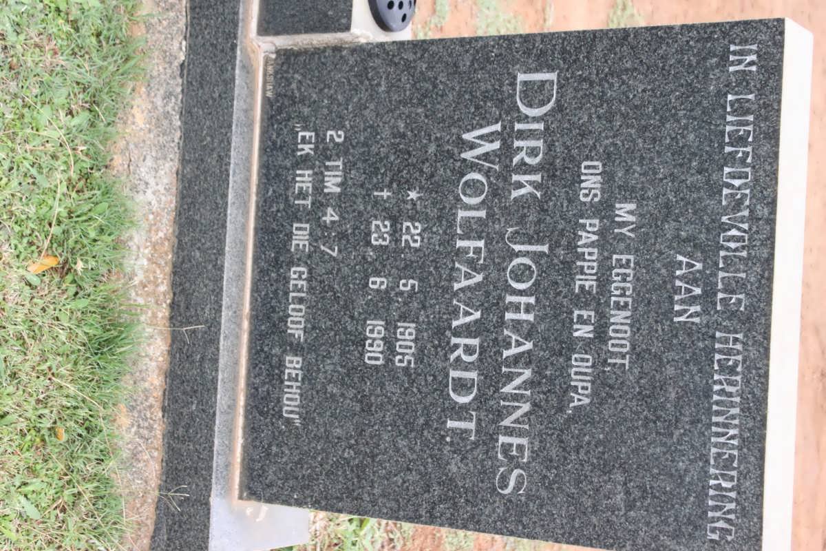 WOLFAARDT Dirk Johannes 1905-1990