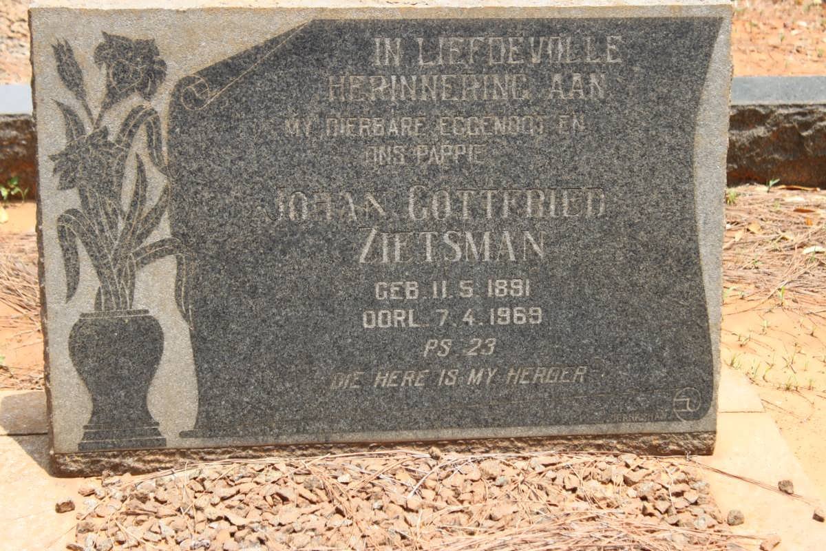 ZIETSMAN Johan Gottfried 1891-1969