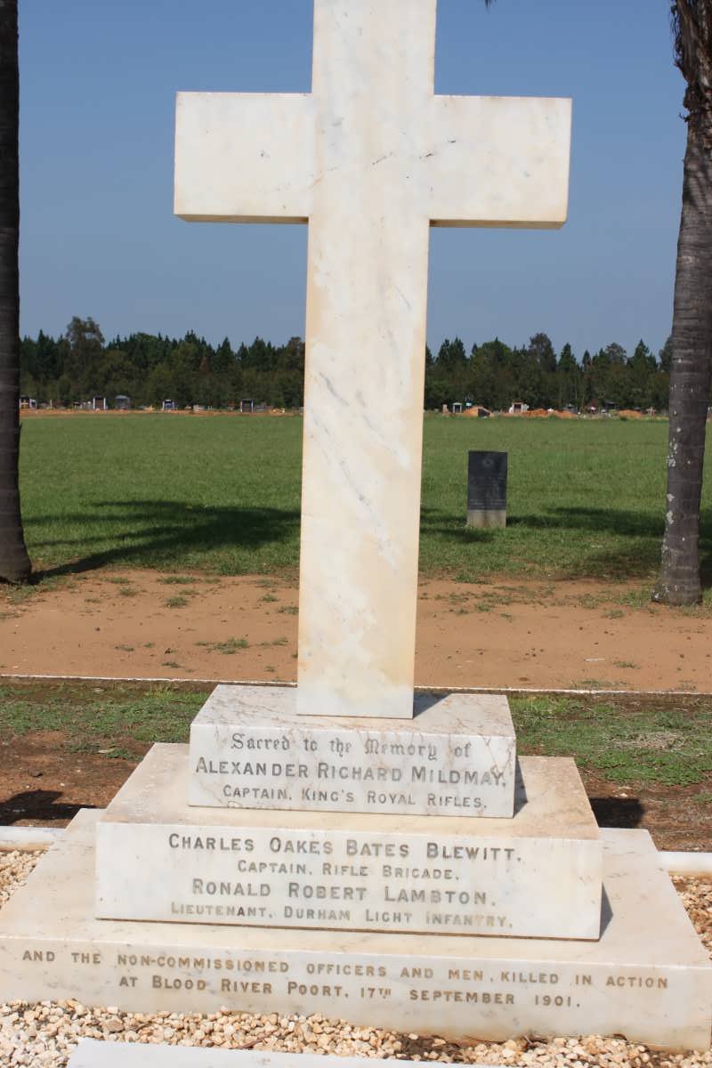 In Memory of the men who were killed in action 17 Sep 1901 at Blood River Poort