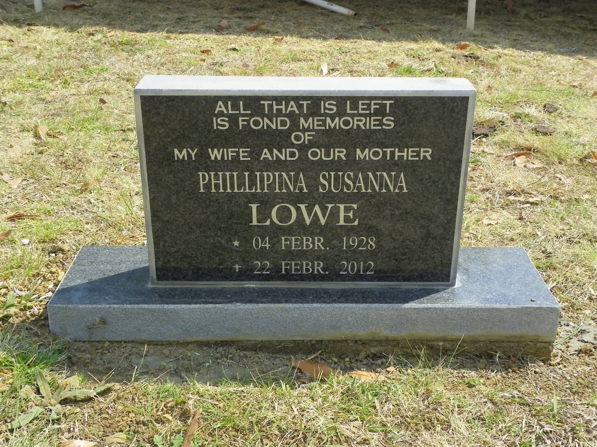 LOWE Phillipina Susanna 1928-2012