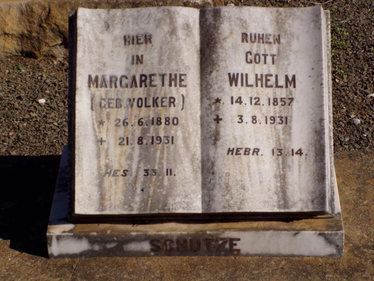 SCHUTZE Wilhelm 1857-1931 &amp; Margarethe VOLKER 1880-1931
