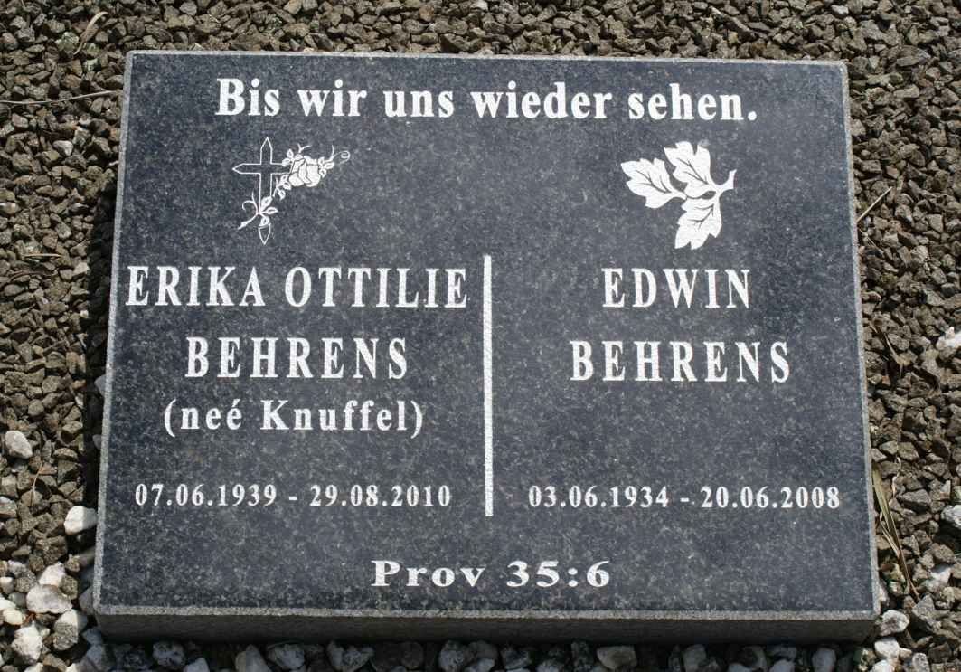 BEHRENS Edwin 1934-2008 &amp; Erika Ottilie KNUFFEL 1939-2010